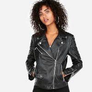 EXPRESS BLACK Vegan LEATHER QUILTED MOTO JACKET